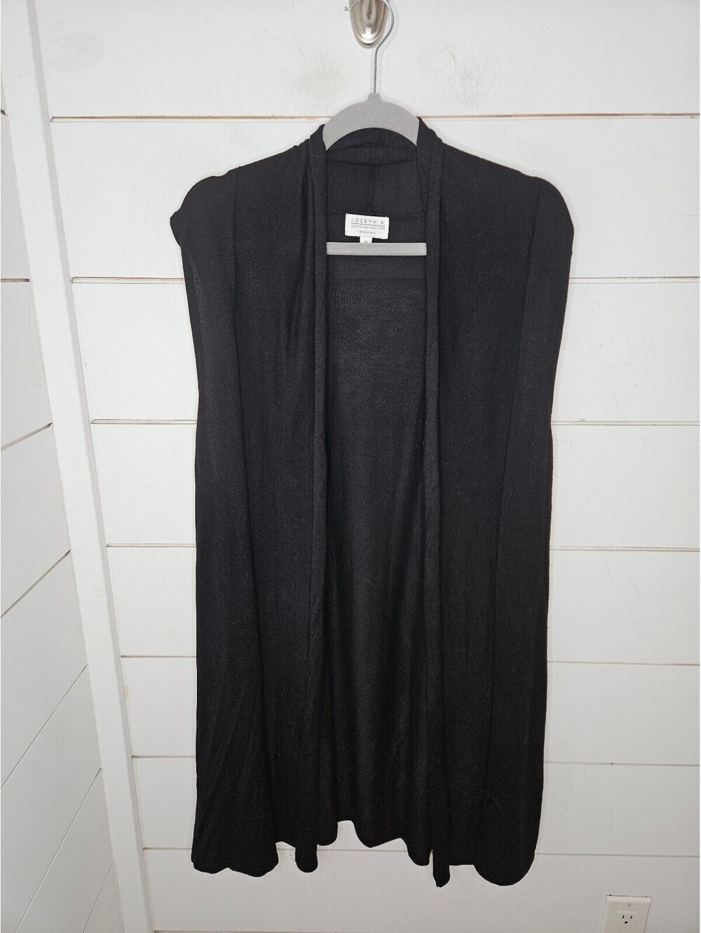Joseph A. 3X black sleeveless duster long cardigan sweater vest